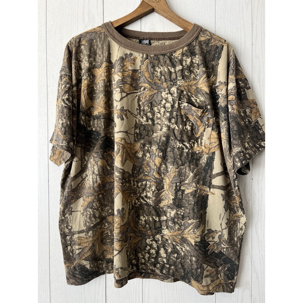 Vintage ACE SPORTSWEAR T-Shirt Mens 2XL 90s BOXY Sniper‎ Camo Pocket Hunting USA